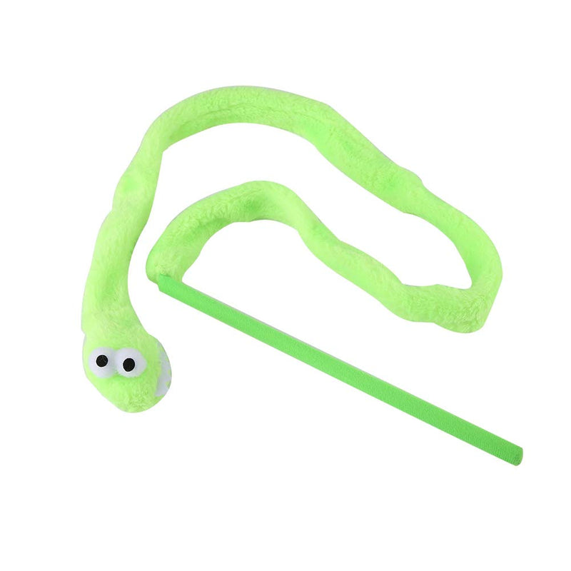 TOPINCN Cat Interactive Toy Funny Cartoon Snake-Shaped Soft Plush Teaser Pet Cats Kitten Exercising Playing Toy Catcher Rod Stick(Green) Green - PawsPlanet Australia