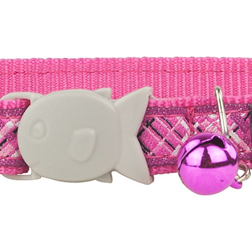 Red Dingo Flanno Design Cat Collar, 12 mm x 20-32 cm, Hot Pink - PawsPlanet Australia