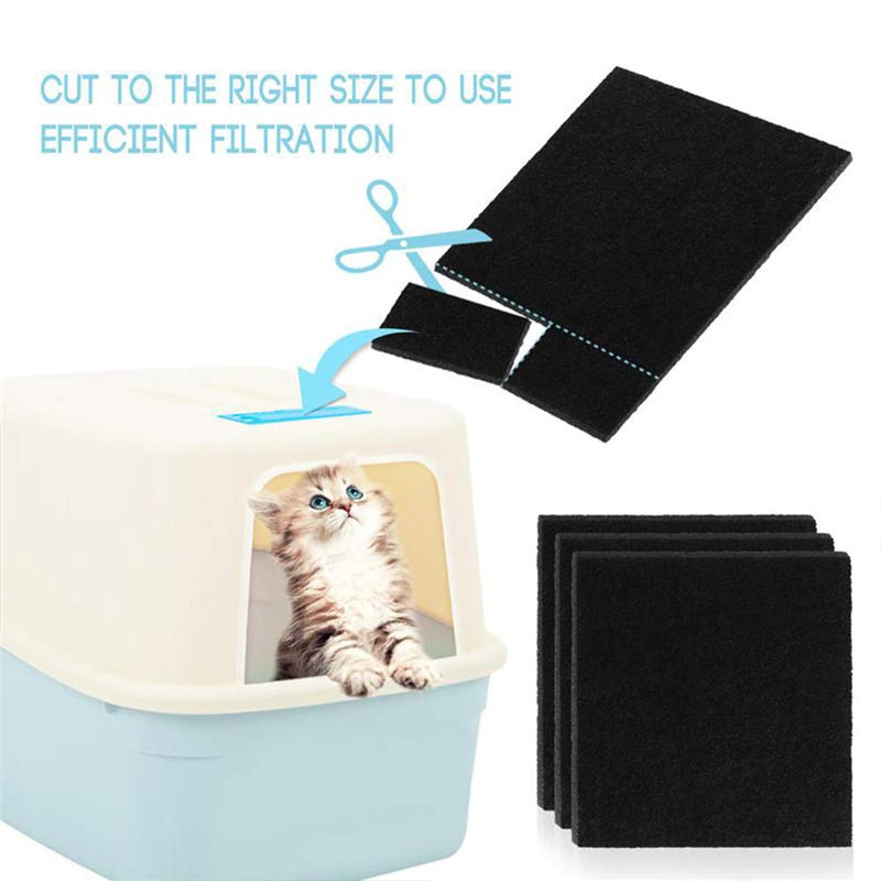 Feelava 6 Pcs Replacement Filter for Cat Litter Box Square Shape Carbon Filters for Hooded Cat Litter Tray Toilet Litter Pans Replacement Filters Odor Filters - PawsPlanet Australia
