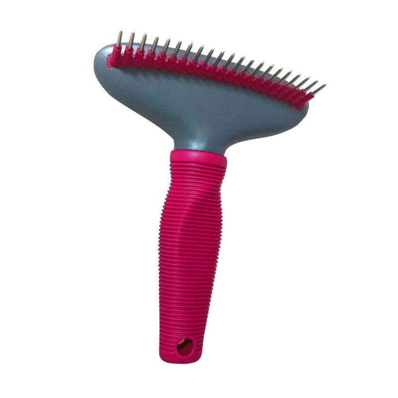 Enrych Undercoat rake Plus Bonus Items. Flea Comb & Rubber Curry Brush. Grooming Set for All Dogs, red and Gray (1083) - PawsPlanet Australia