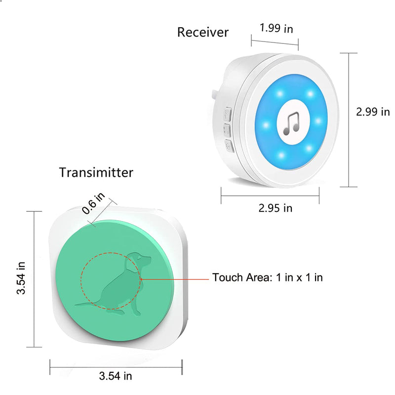 YisTech Dog Doorbell for Potty Training Wireless Doggie Door Bell with Warterproof Touch Button/Bells for Dogs to Ring to Go Outside 1 button - PawsPlanet Australia