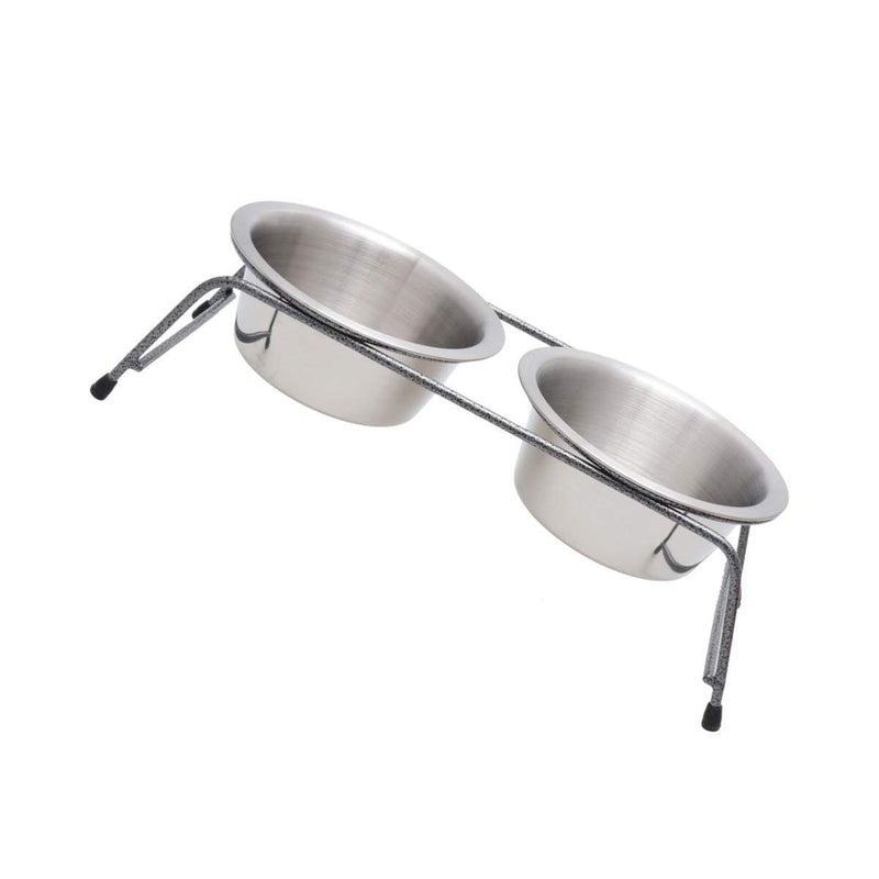 Balacoo Double Dog Bowl Stainless Steel Iron High Stand with Iron Frame Cat Pet Puppy Meal Water Food Bowl Fedding Supplies - PawsPlanet Australia