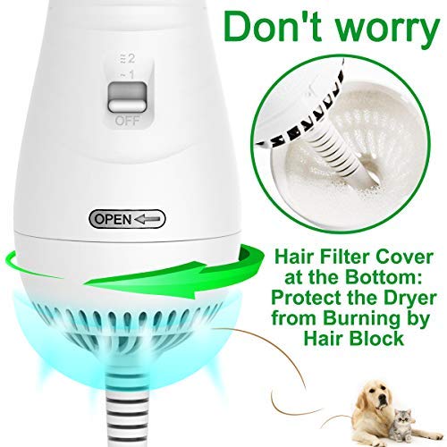 LIVEKEY Pet Hair Dryer, 2 in 1 Pet Grooming Hair Dryer with Slicker Brush, Home Dog Hair Dryer with Adjustable 2 Temperatures Settings, for Small and Medium Dogs and Cats - PawsPlanet Australia