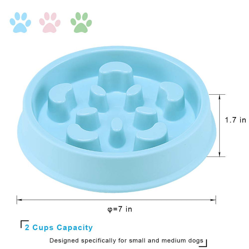 [Australia] - UPSKY Slow Feeder Dog Bowl Fun Feeder No Chocking Slow Feeder Bloat Stop Dog Cat Food Water Bowl with Funny Pattern Blue 