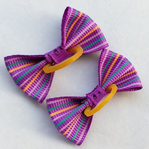 Chenkou Craft 50pcs/25pairs Puppy Yorkie Dog Hair Bows with Rubber Band Pet Grooming Products Mix Colors Varies Patterns Pet Hair Bows Dog Accessories - PawsPlanet Australia