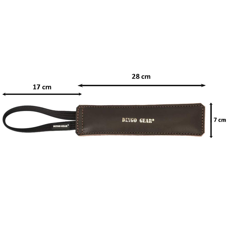 DINGO GEAR Dog Bite Tug Handmade of Brown Grain Leather Strong, Chocolate, 0.16 kg CUBOID 28 cm - PawsPlanet Australia