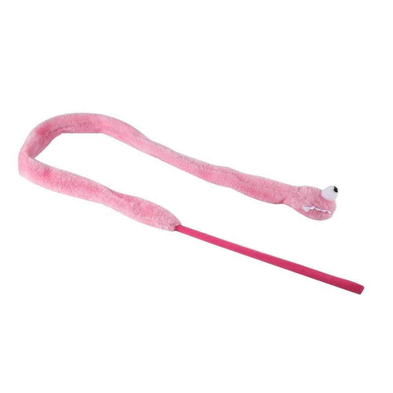 [Australia] - Pssopp Cat Teaser Toy, 3 Color Cartoon Snake Shape Cat Teaser Wand Toy Interactive Reusable Plush Catnip Cat Toys Funny Cat Kitten Pet Playing Toy Pink 