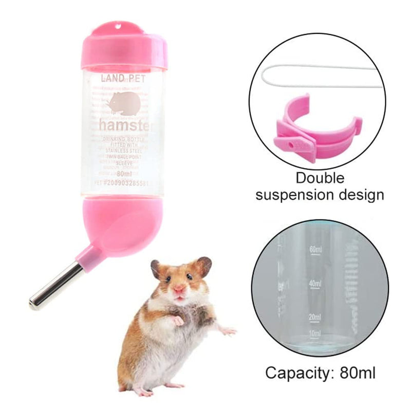 4 PCS 80ml Hamsters Water Bottle Automatic Water Feeder Water Feeder Bottle with Holder for Rabbit, Guinea Pig, Rat, Gerbil, Chinchilla - PawsPlanet Australia