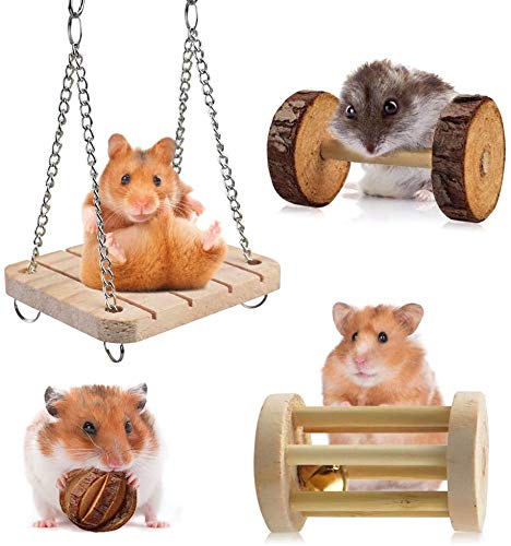 KATUMO Hamster Chew Toys, Natural Wooden Guinea Pigs Rats Chinchillas Toys Accessories Teeth Care Molar Toys Suitable for Rabbits Gerbils Ect Small Rodent Pets to Chew, Play and Teeth Care - PawsPlanet Australia