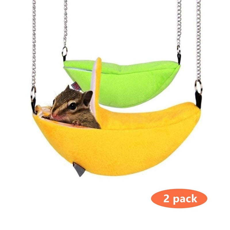 [Australia] - KHLZ US Banana Hamster Bed House Hammock, Small Animal Warm Bed House Cage, Nest Hamster Accessories Sugar Hamster Squirrel My Neighbor Totoro Hedgehog Mouse Bird Pet (Green + Yellow) 