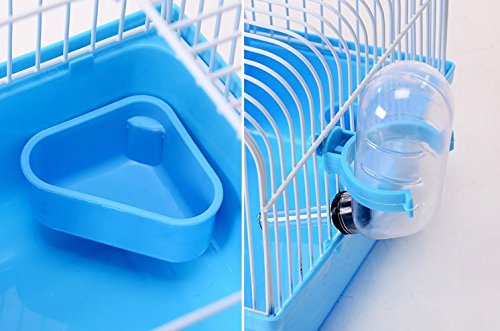 Misyue Hamster Cage Portable Carrier Hamster Carry Case Cage with Water Bottle&Wheels&Food Feeder Travemster Small Animals (Blue) - PawsPlanet Australia