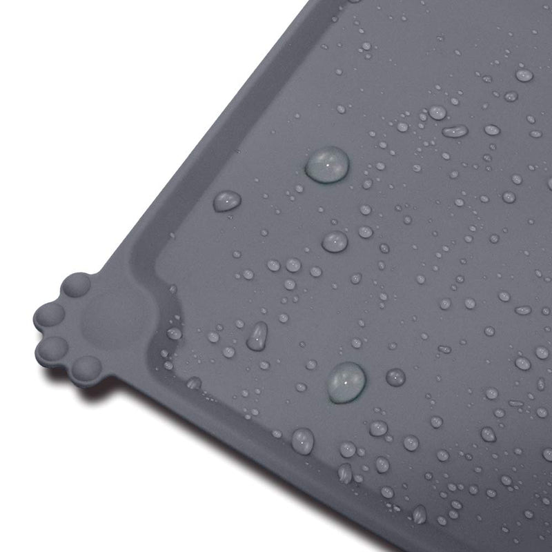 Joytale Silicone Pet Feeding Mat,Non Slip Waterproof Bowl Mat for Dog and Cat,47 x 30 cm,Grey 47 x 30 cm Grey - PawsPlanet Australia