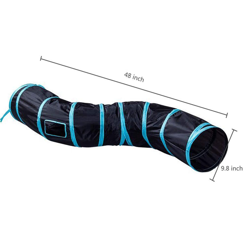 BEIKOTT Collapsible Cat Tunnel, Cat Tube Kitty Tunnel, Cat Pet Tunnel Toys with Peek Hole and Toy Ball, Small pet Tunnel for Kitty, Puppy, Rabbit Blue(2 Tubes) - PawsPlanet Australia