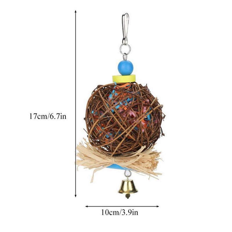 Bird Parrot Toy,Bird Chew Toy Woven Bamboo Bird Shredders,Natural Rattan Ball Come with Paper Strips and Metal Bell,Bird Parrot Toys Swing for Birds,Parakeets,Parrot Perched - PawsPlanet Australia