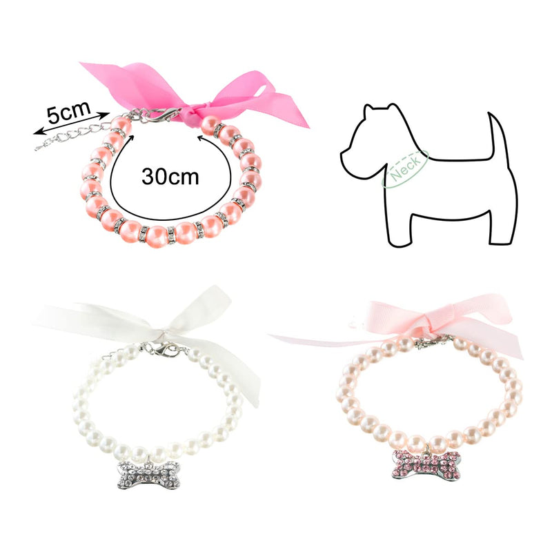 3 Pcs Pet Bone Pendant Necklaces Pet Pearl Alloy Neck Straps Shiny Rhinestone Pendant Collars for Pet Clothing Accessories - PawsPlanet Australia