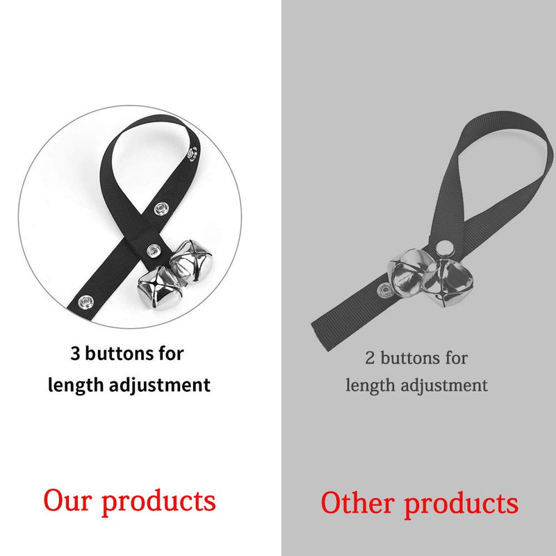 Luckyiren Upgraded Puppy Bells Dog Doorbells for Door Knob/Potty Training/Go Outside-Dog Bells for Puppies Dogs Doggy Doggie Pooch Pet Cat for Dog Lovers-Premium Quality-3 Snaps for Length Adjustment Black - PawsPlanet Australia