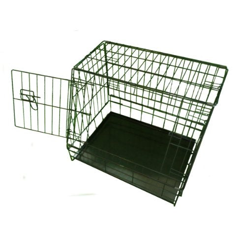 Ellie-Bo Sloping Puppy Cage Small 24 inch Black Folding Dog Crate with Non-Chew Metal Tray With Slanted Front For Car STYLE 1 - PawsPlanet Australia