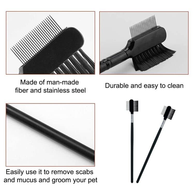 SIOPPKIK 2 pieces tear stain removal comb, dog eye care comb, double-sided dog eye comb for removing crusts and mucus - PawsPlanet Australia