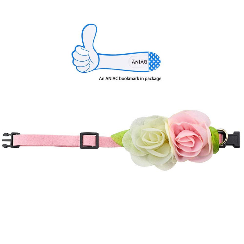 [Australia] - ANIAC Pet Charm Flowers Collar Adjustable Floral Neck Accessories Soft Outfit for Cats Puppy and Small to Medium Sized Dogs Pink 