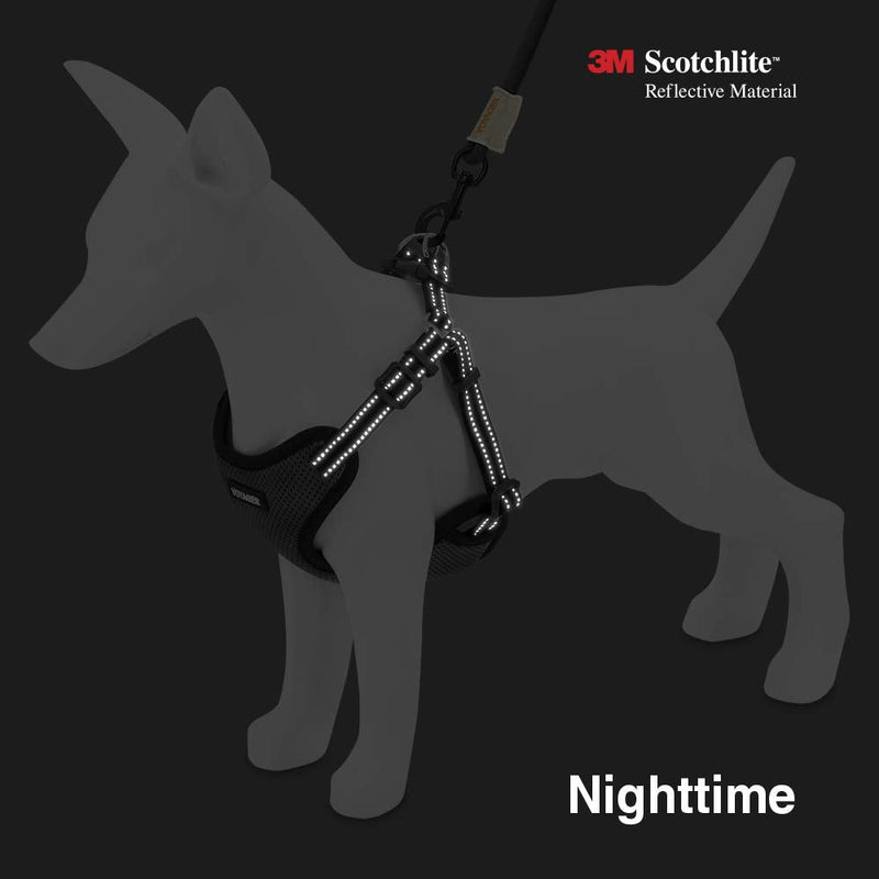 Voyager by Best Pet Supplies - Fully Adjustable Step-in Mesh Dog Harness with Reflective 3M Piping - 1Black, XS (Chest: 13 - 16") XS (Chest: 13 - 16") - PawsPlanet Australia