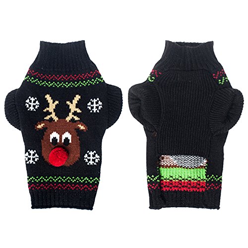 [Australia] - NACOCO Rudolph The Red Nosed Reindeer Sweater Pet Holiday Clothes Cat Sweater Dog Sweater Winter Clothing Teddy Poodle Autumn Winter Clothes Dog Clothes Medium 