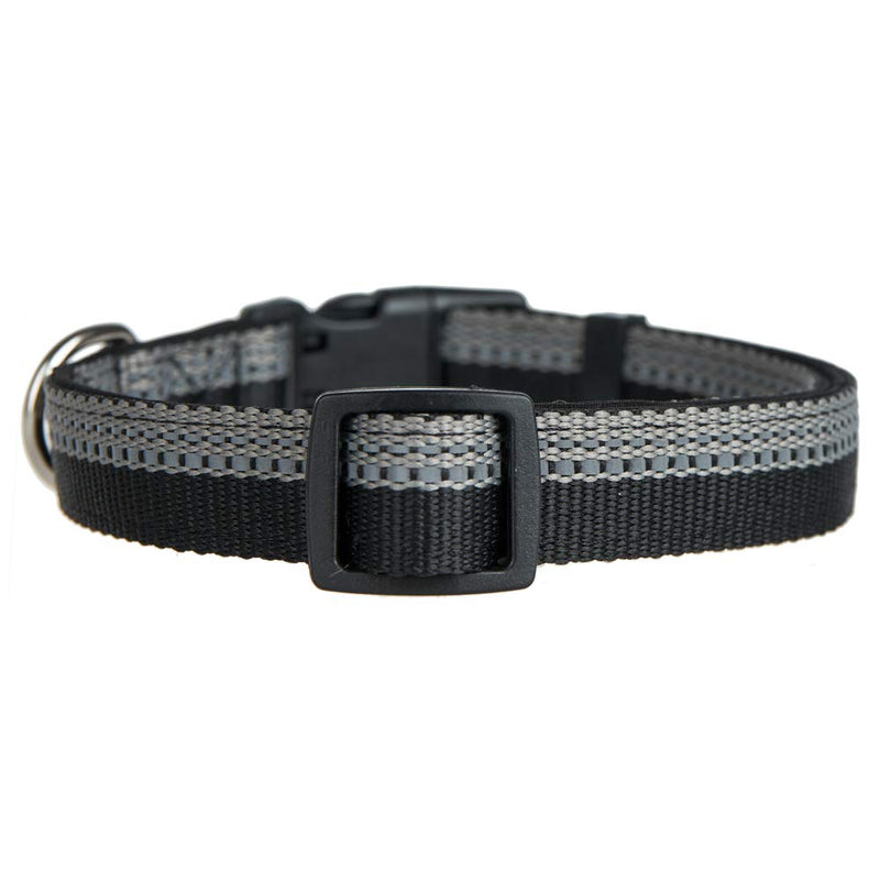 [Australia] - YUDOTE Basic Adjustable Solid Dog Collar, Reflective Puppy Collars, Multiple Colors and Patterns Large(Neck 15.5"-26") Black-2 