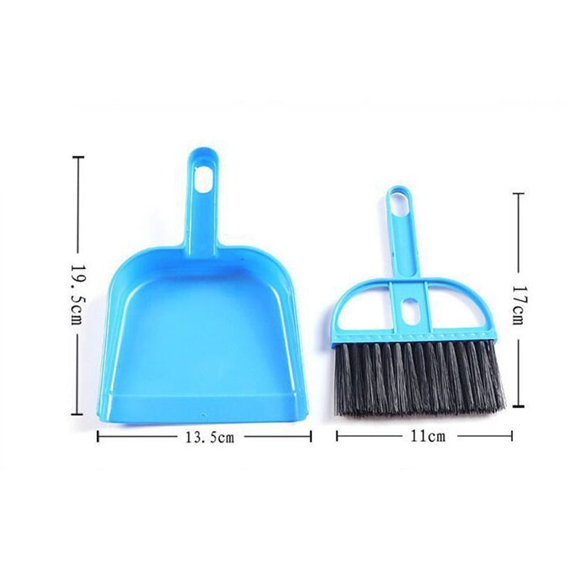 Pet Cage Broom Brush Dustpan Set - Cat Litter Sweeper Car Keyboard Corner Brush for Small Animal Bird House Dog Kennel Clean Blue - PawsPlanet Australia