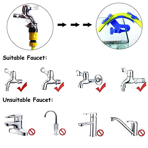 [Australia] - 32.8 Feet Tube Hose No Spill Fill Aquarium Maintenance System with Tube Clip and Faucet Connectors 