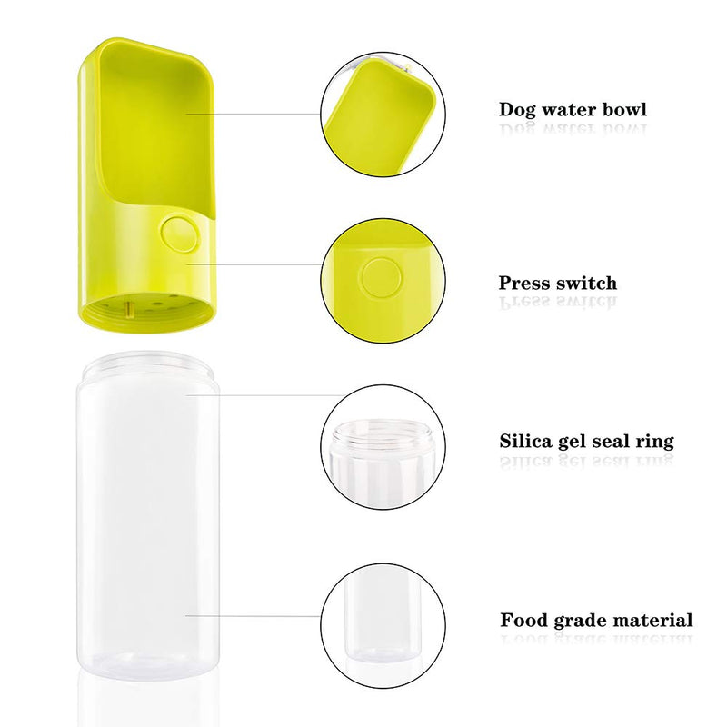 [Australia] - LitaiL Pet Water Bottle for Walking Outdoor Portable Travel Cat Dog Hiking Water Bottle Bowl Durable High-Capacity (15oz) BPA Free Pet Hot Water Dispenser (Green) Green 