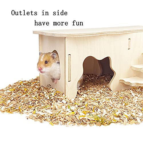 CAREUPET Hamster Wooden Houses with Steps, Hamster Hideout, Multi Chamber Room for Hamster Syrian Mice Gerbils Mouse Dwarf Small - PawsPlanet Australia