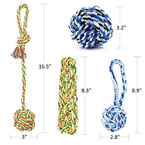 [Australia] - KELIFANG Dog Rope Toys, Dog Chew Toys, Rope Dog Toy, Rope Chew Toys, Durable and Washable Dog Toy Set for Medium Large Dogs (4 Pack) 