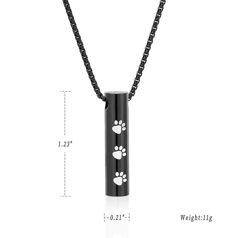 [Australia] - mingkejw Paw Print Urn Necklaces for Ashes,Cylinder Cremation Jewelry for Ashes,Cremation Urn Pendant Keepsake Memorial Holder for Human Pet Black/ White Paw 