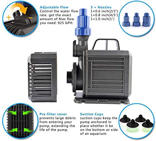 FREESEA Aquarium Submersible Fountain Pump: 740 - 1340GPH Ultra Quiet Water Pump for Pond | Fish Tank | Pool | Garden Waterfall | Sump | Hydroponic 740 GPH 40W - PawsPlanet Australia