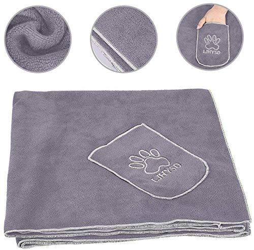 GZGZADMC Dog Towel Super Absorbent Pet Bath Towel Microfiber Dog Drying Towel for Small, Medium, Large Dogs and Cats - Gray - PawsPlanet Australia