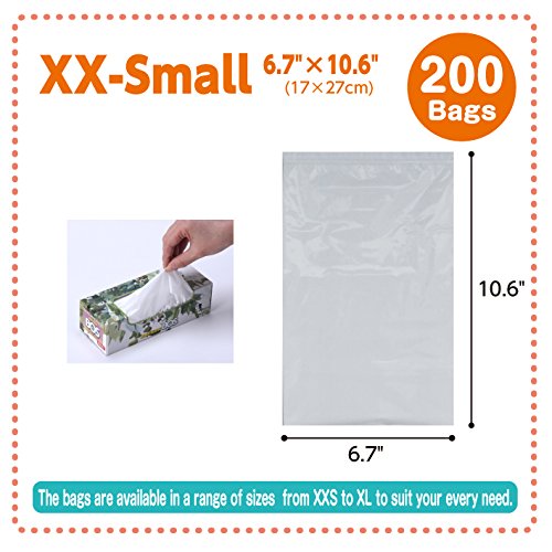 [Australia] - BOS Amazing Odor Sealing Disposable Bags for Dog Poop, Diaper or Any Sanitary Product Disposal -Durable and Unscented (200 Bags)[Size: XXS, Color: White] 