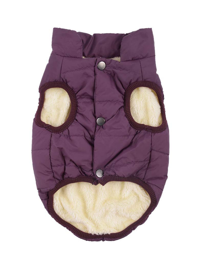 Tineer Dog Warm Winter Coat, Cozy Fleece Cold Weather Dog Jacket Puppy Vest Lined Coat Clothes Warm Padded Clothes for Small Medium Dogs (XS, Purple) XS - PawsPlanet Australia