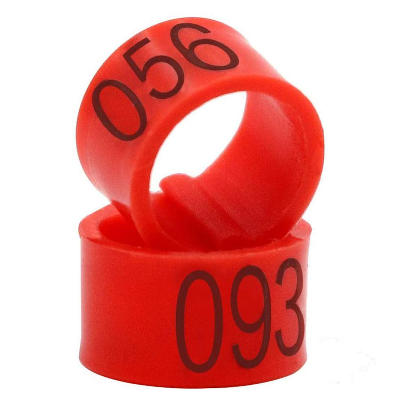 Wohlstand 100 Pcs Bird Foot Rings Pigeon Foot Ring Bird Leg Bands Foot Clip Ring 8mm Plastic Leg Ring Poultry Bird Foot Clip Rings with Number 001-100 for Pigeon Chick Bantam Small Poultry Parrot-Red - PawsPlanet Australia