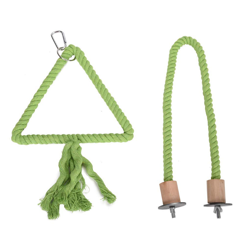 [Australia] - QBLEEV Bird Cage Rope Stands Parrot Perches Swing Toys Play Set Birdcage Playground Play Gym Accessories for Parakeet Cockatiels Lovebirds Conures African Grey(Cage not Included) Green Color 