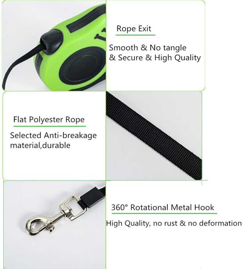 Retractable dog leash, extendable dog leash, dog leash, 5 m, long dog leash, retractable leash for dogs, non-slip, 5 m long retractable dog leash, pet lead, 5 m for small, medium-sized dogs, yellow - PawsPlanet Australia