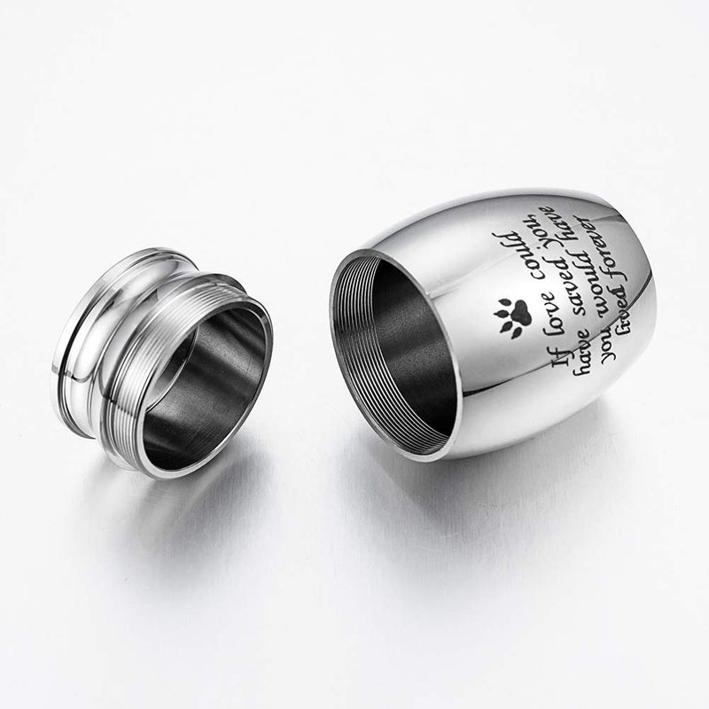 XIUDA Small Cremation Urns for Pet Ashes Mini Dog Paw Keepsake Urn Stainless Steel Ashes Keepsake Urn for Dog/Cat Ashes Holder silver-if love could no-engraving - PawsPlanet Australia