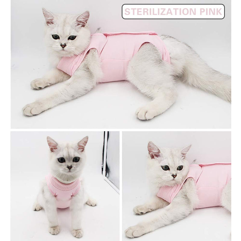 [Australia] - knhunupl Cat Wound Surgery Recovery Suit for Abdominal Wounds or Skin Diseases, After Surgery Wear, Pajama Suit, E-Collar Alternative for Cats and Dogs Pink S 