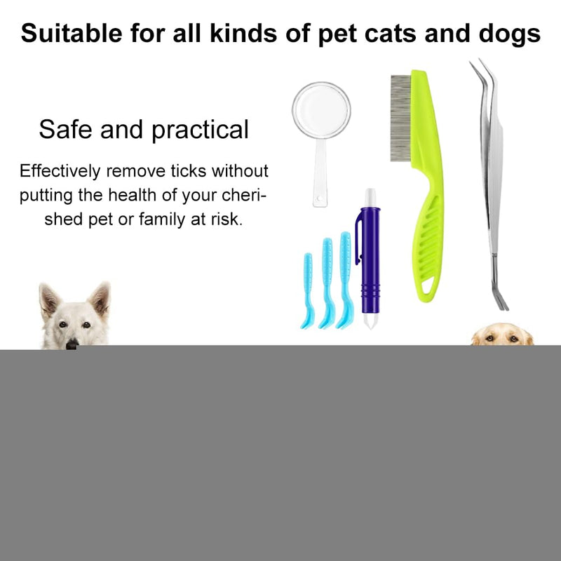 MOVKZACV 7 piece tick remover set for dogs and cats, 1 flea clips + 3 tick hooks + 1 tick tweezers + 1 comb + 1 magnifying glass, safe tick remover for pets and people silver, green, purple, blue - PawsPlanet Australia