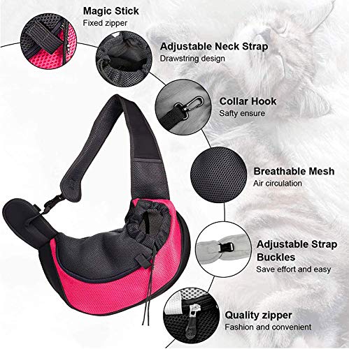 FT Pet Dog Sling Carrier Breathable Mesh Travel Safe Sling Bag Carrier for Dogs Cats Black - PawsPlanet Australia