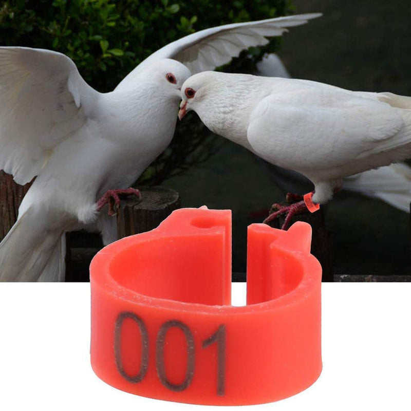 Wohlstand 100 Pcs Bird Foot Rings Pigeon Foot Ring Bird Leg Bands Foot Clip Ring 8mm Plastic Leg Ring Poultry Bird Foot Clip Rings with Number 001-100 for Pigeon Chick Bantam Small Poultry Parrot-Red - PawsPlanet Australia