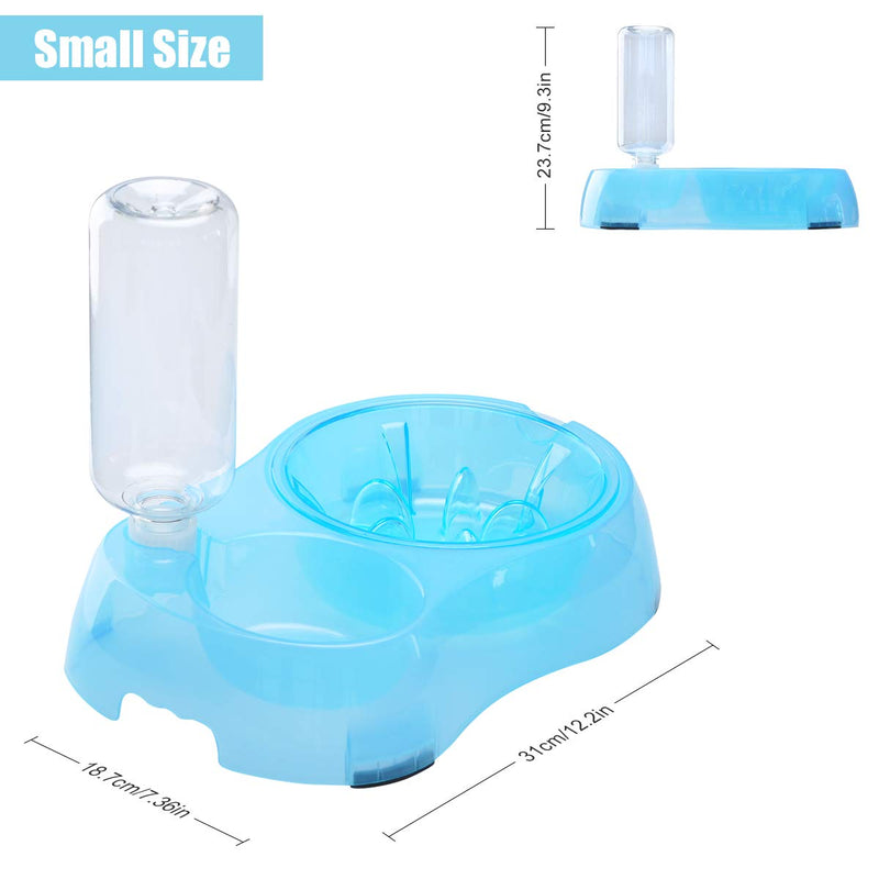 2 in 1 Pet Feeder Water Automatic Dispenser with Bottle, Dog Bowl Slow feeder, Dog Drinking Fountain Water Bowl for Dog Cat Puppy Kitty, Pet Food and Water Bowl set (Blue) Blue - PawsPlanet Australia