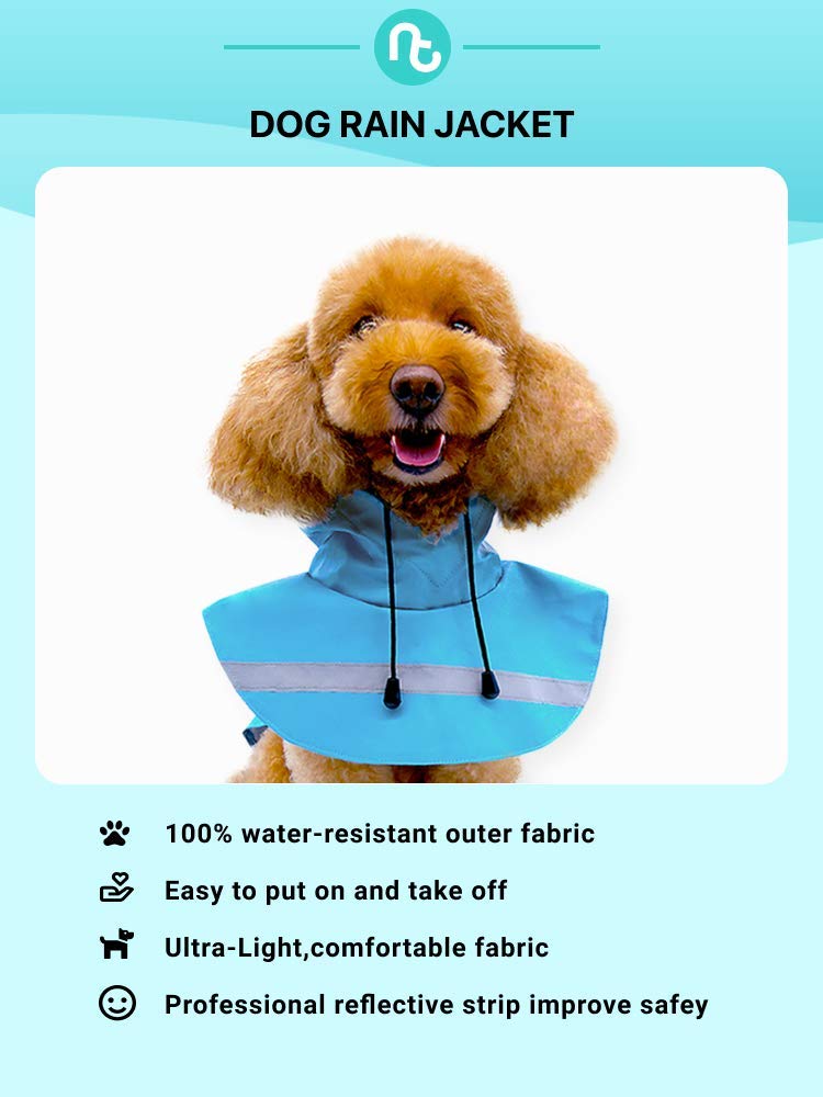 Nelly Tilly Dog Raincoat - Pet Waterproof Lightweight Rain Jacket Poncho Clothes with Reflective Strip, Adjustable belt, Pocket (XL, BLUE) XL - PawsPlanet Australia