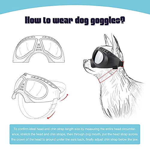 PETLESO Dog Sunglasses Small Breed, UV Protection Dog Goggles for Medium Dog, Puppy Sunglasses with Adjustable Straps for Driving, Hiking Black lens - PawsPlanet Australia