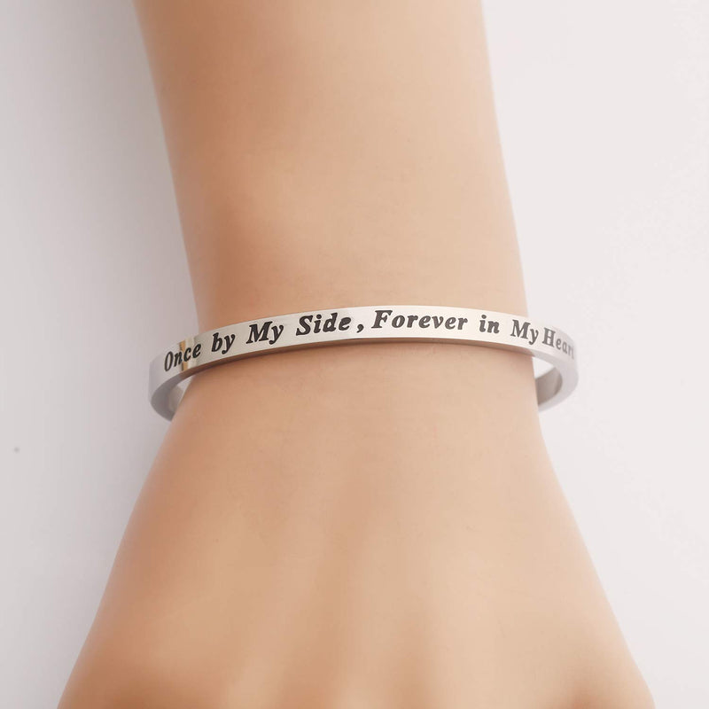 [Australia] - LQRI Remembrance Loss of Pet Jewelry Memorial Bracelet Once by My Side Forever in My Heart Sympathy Gift Remembrance Gift for Pet Lover cuff 