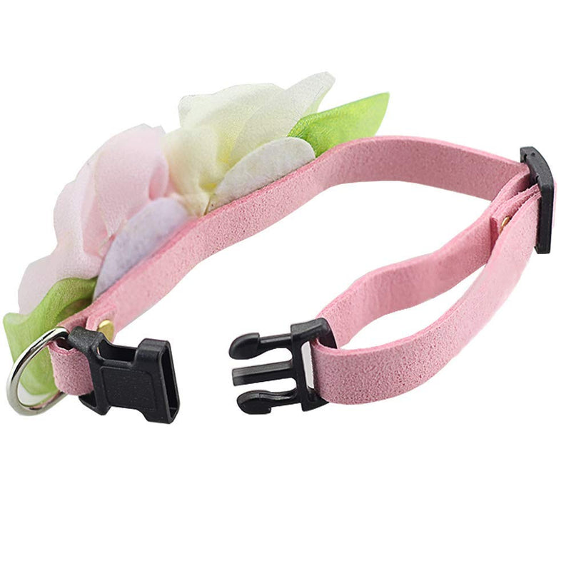 [Australia] - ANIAC Pet Charm Flowers Collar Adjustable Floral Neck Accessories Soft Outfit for Cats Puppy and Small to Medium Sized Dogs Pink 