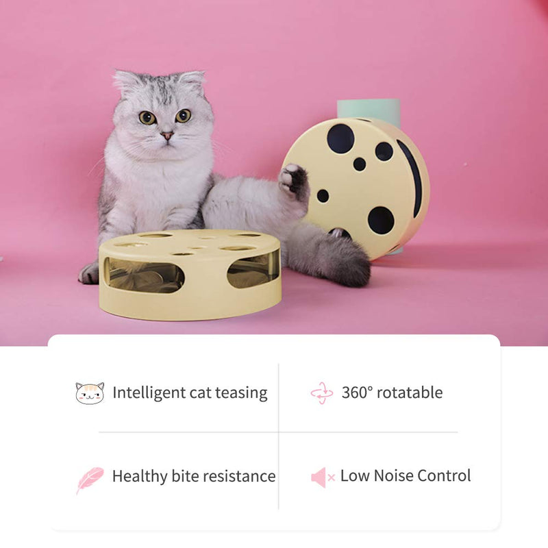 [Australia] - Mylopet Cat Toys for Indoor Cats, Interactive Automatic Kitten Toy Pet Toy, Smart Random Rotating Cat Feather Toy, Develops Natural Prey Instincts, Novelty Cats Toy Yellow 